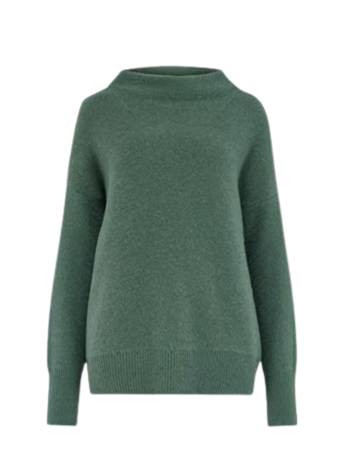 Boiled funnel neck cashmere pullover, green
