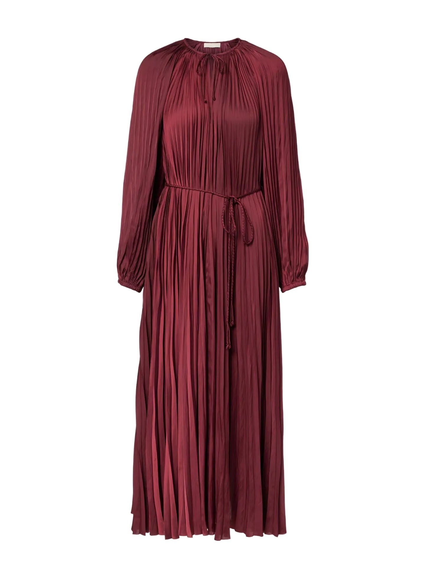 Alexia pleated long sleeve dress, burgundy