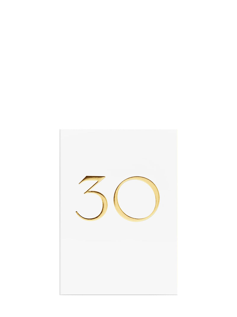 White & Gold Milestone 30th Birthday Card