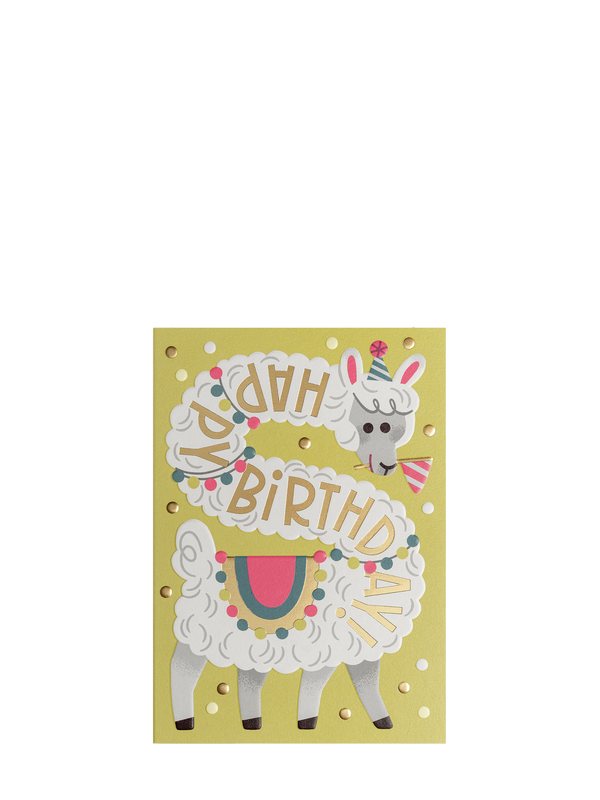 Llama in Party Hat birthday card