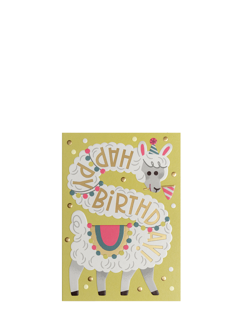 Llama in Party Hat birthday card