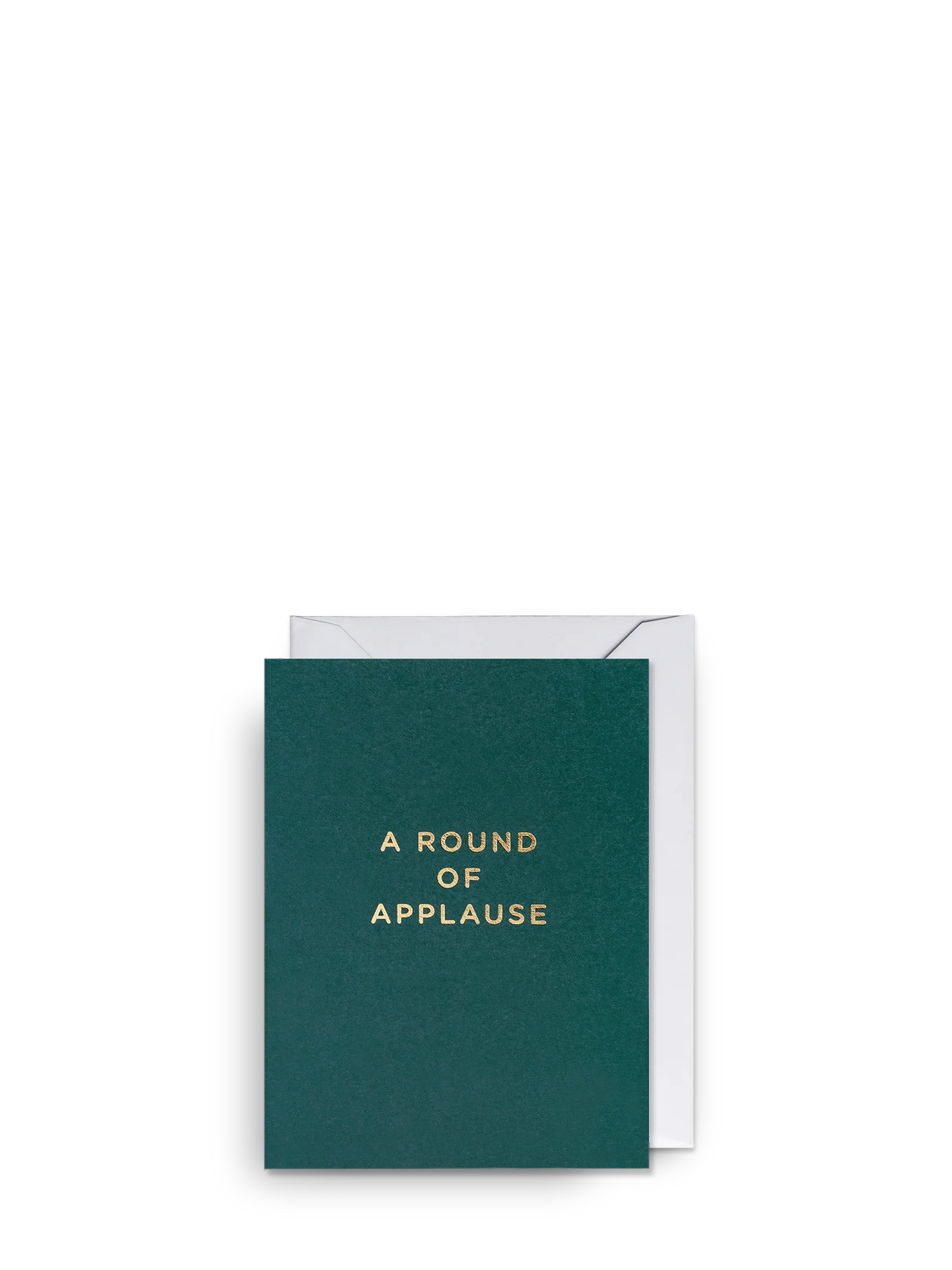 Green card with 'A Round of Applause' text on a white background