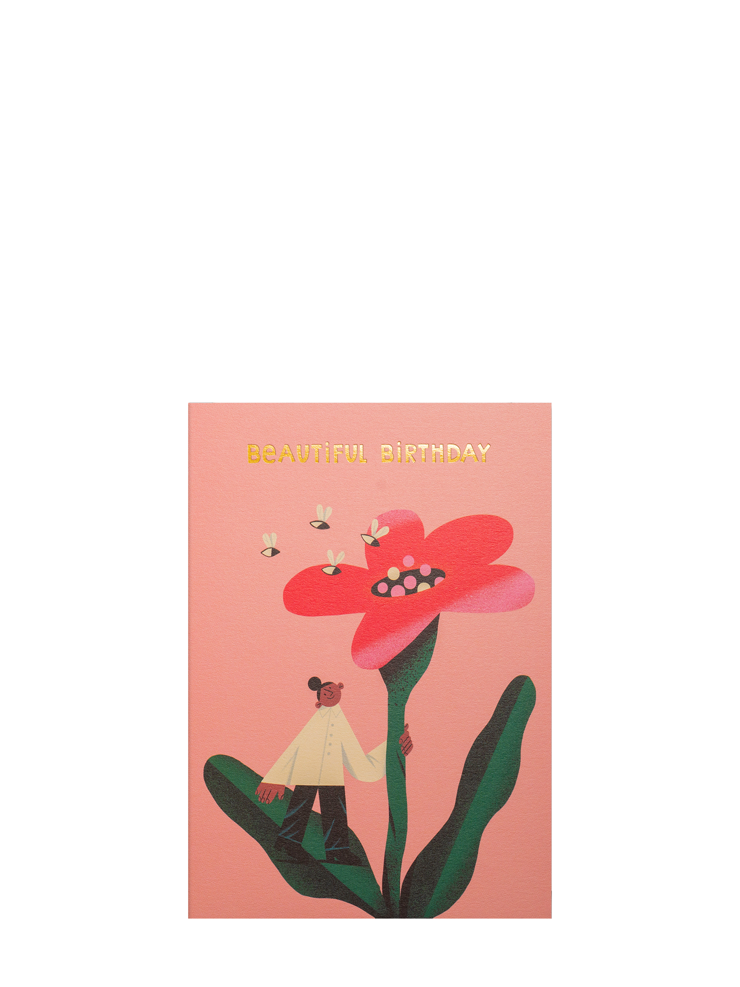 Pink flower beautiful illustrated birthday card by Tania Yakunova