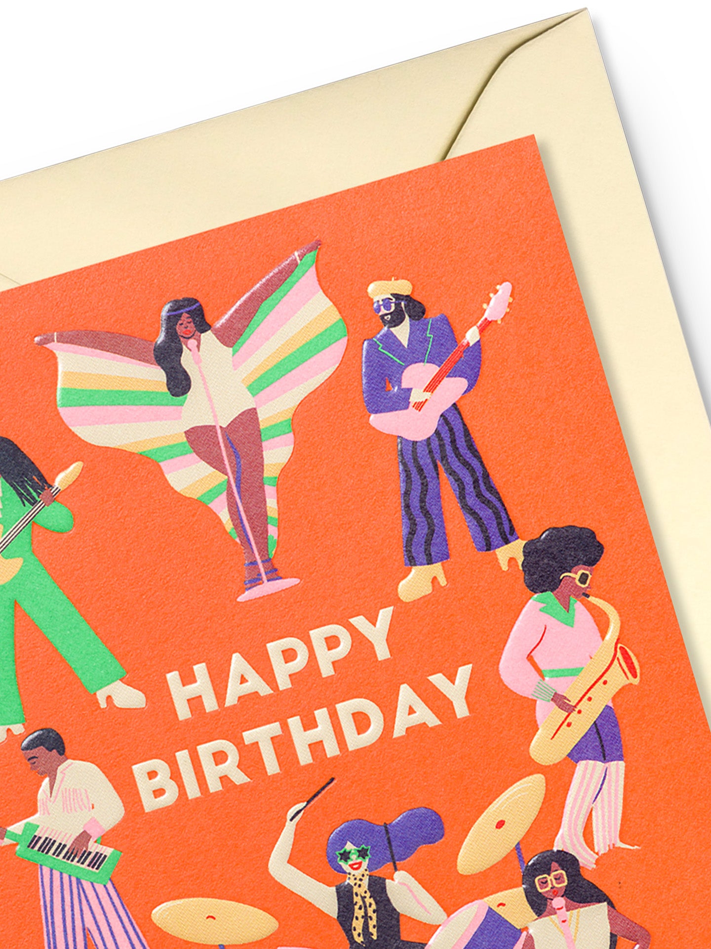 Groovy orange illustrated birthday card by Naomi Wilkinson