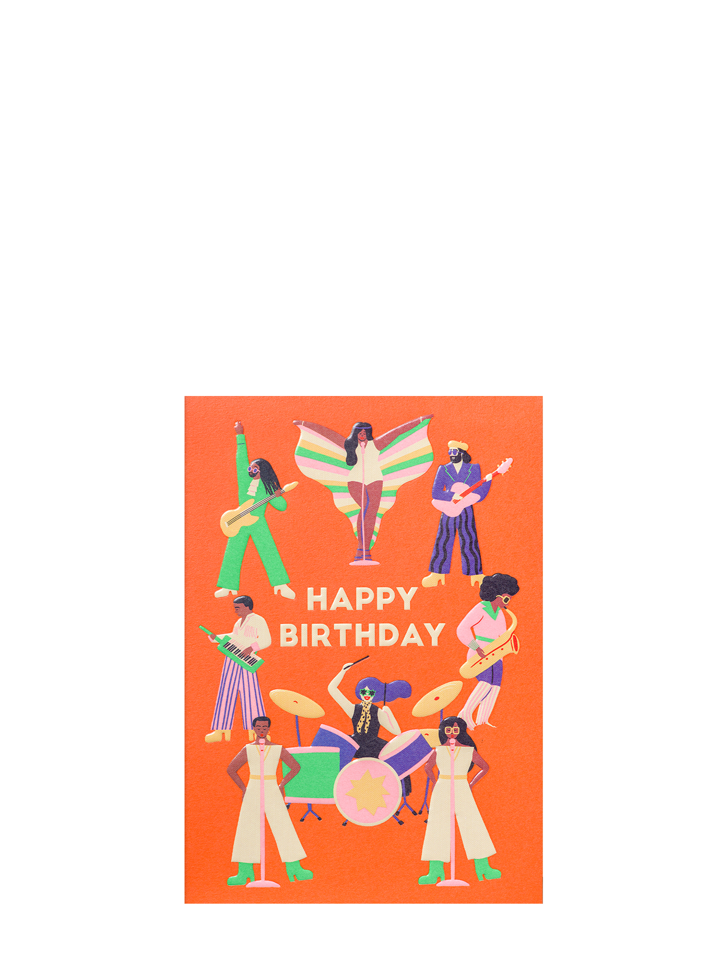 Groovy orange illustrated birthday card by Naomi Wilkinson