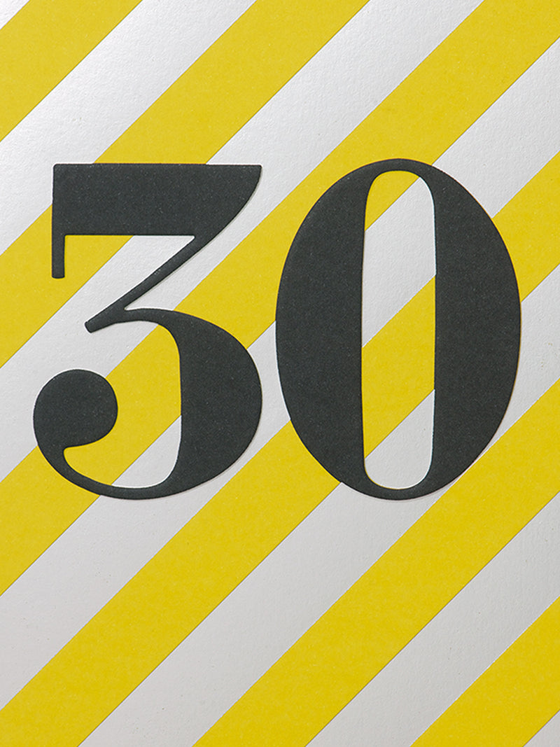 Milestone 30th birthday diagonal striped birthday card