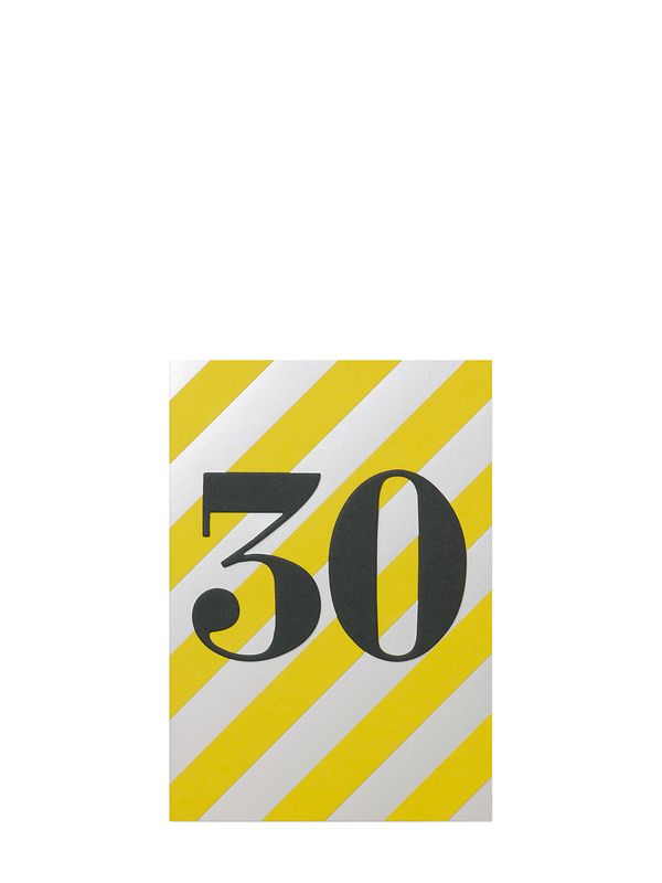 Milestone 30th birthday diagonal striped birthday card