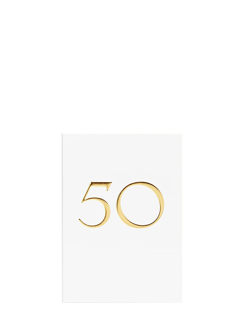 White & Gold Milestone 50th Birthday Card