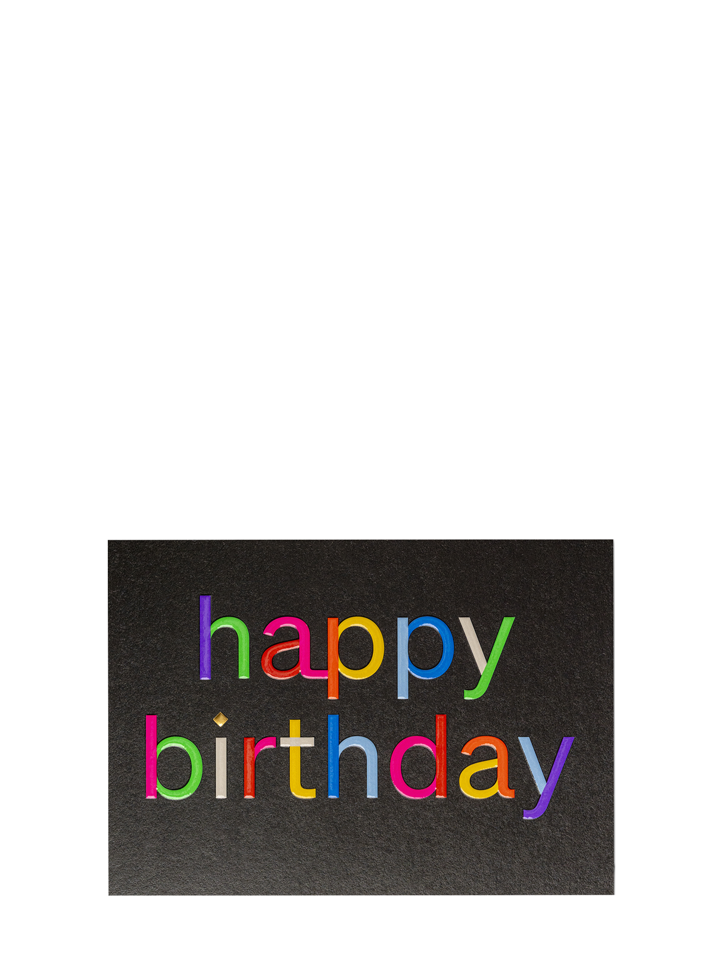 Rainbow embossed letters black birthday card