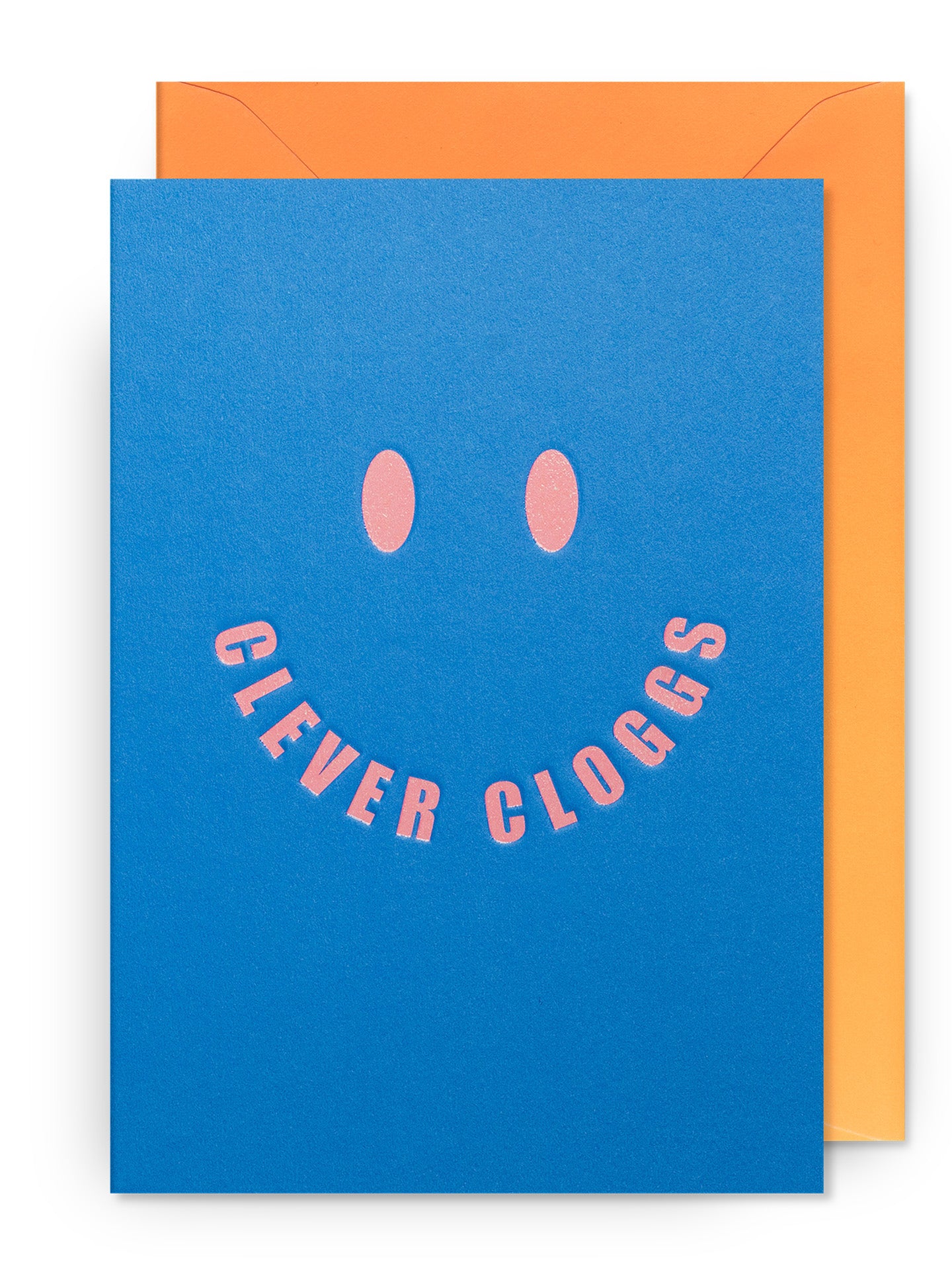 Clever cloggs smiley blue graduation card