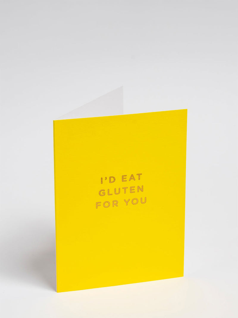 Eat gluten for you yellow love & friendship mini card