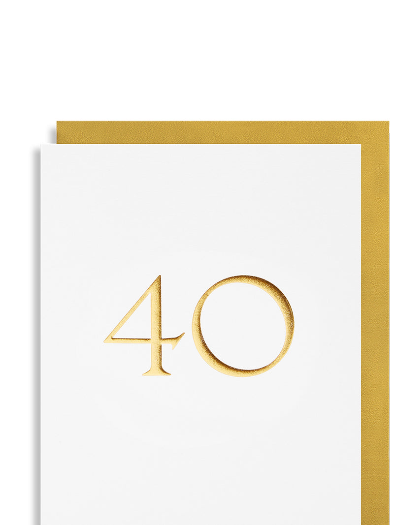 White & gold 40th milestone mini birthday card