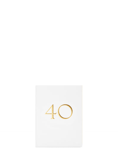 White & gold 40th milestone mini birthday card