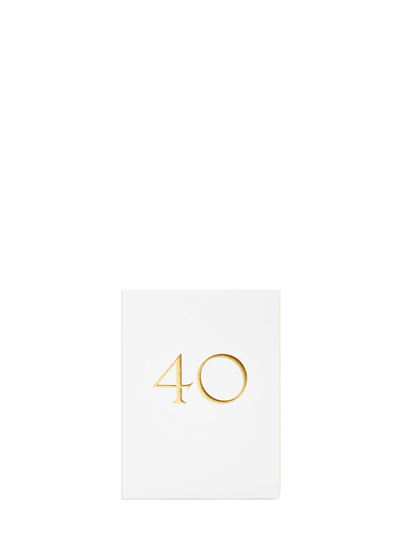 White & gold 40th milestone mini birthday card