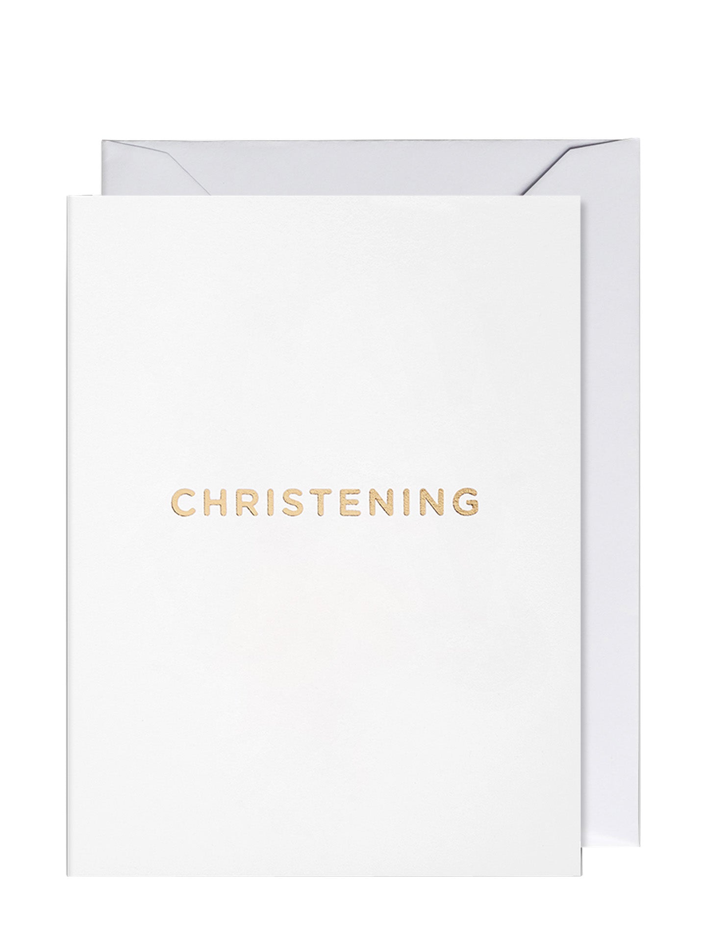 White and gold simple mini Christening card