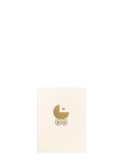 New Arrival golden pram new baby mini card