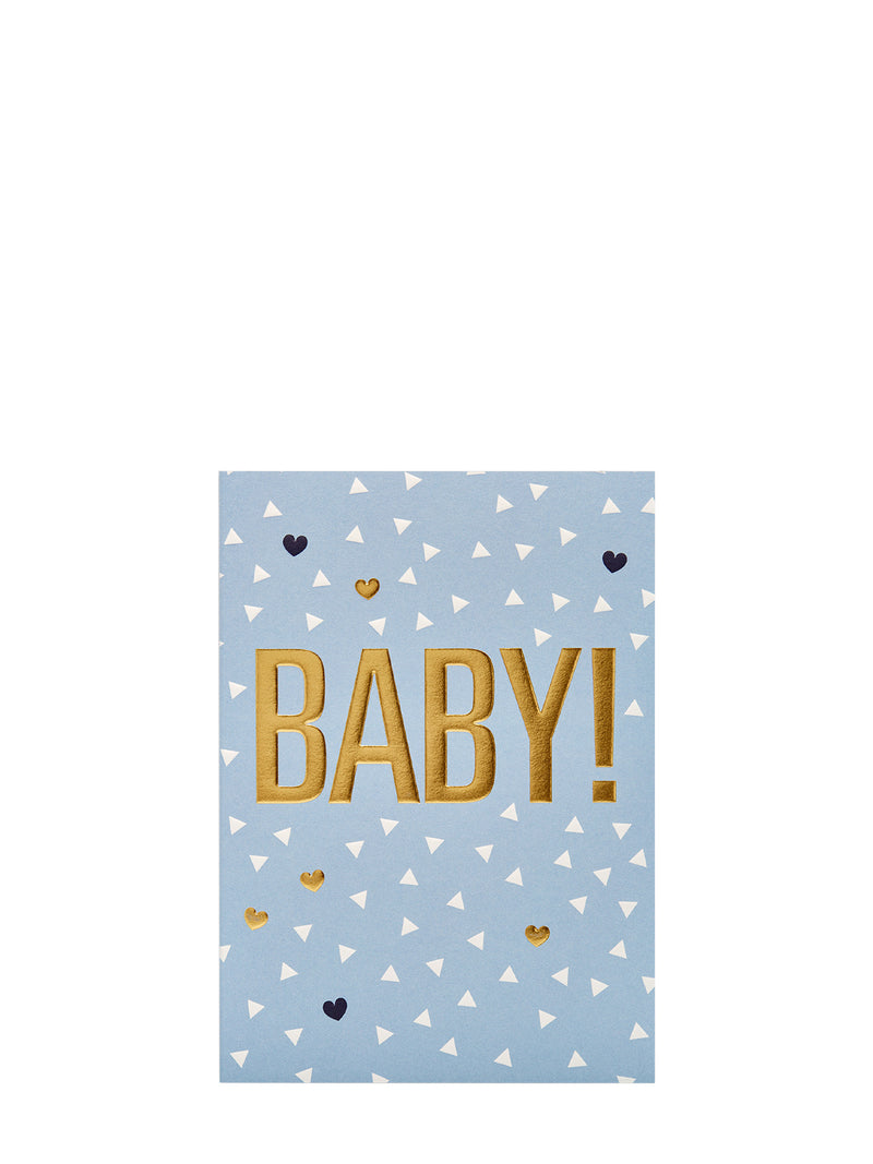 Baby! blue confetti new baby card