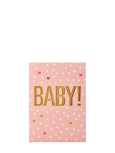 Baby! pink confetti new baby card