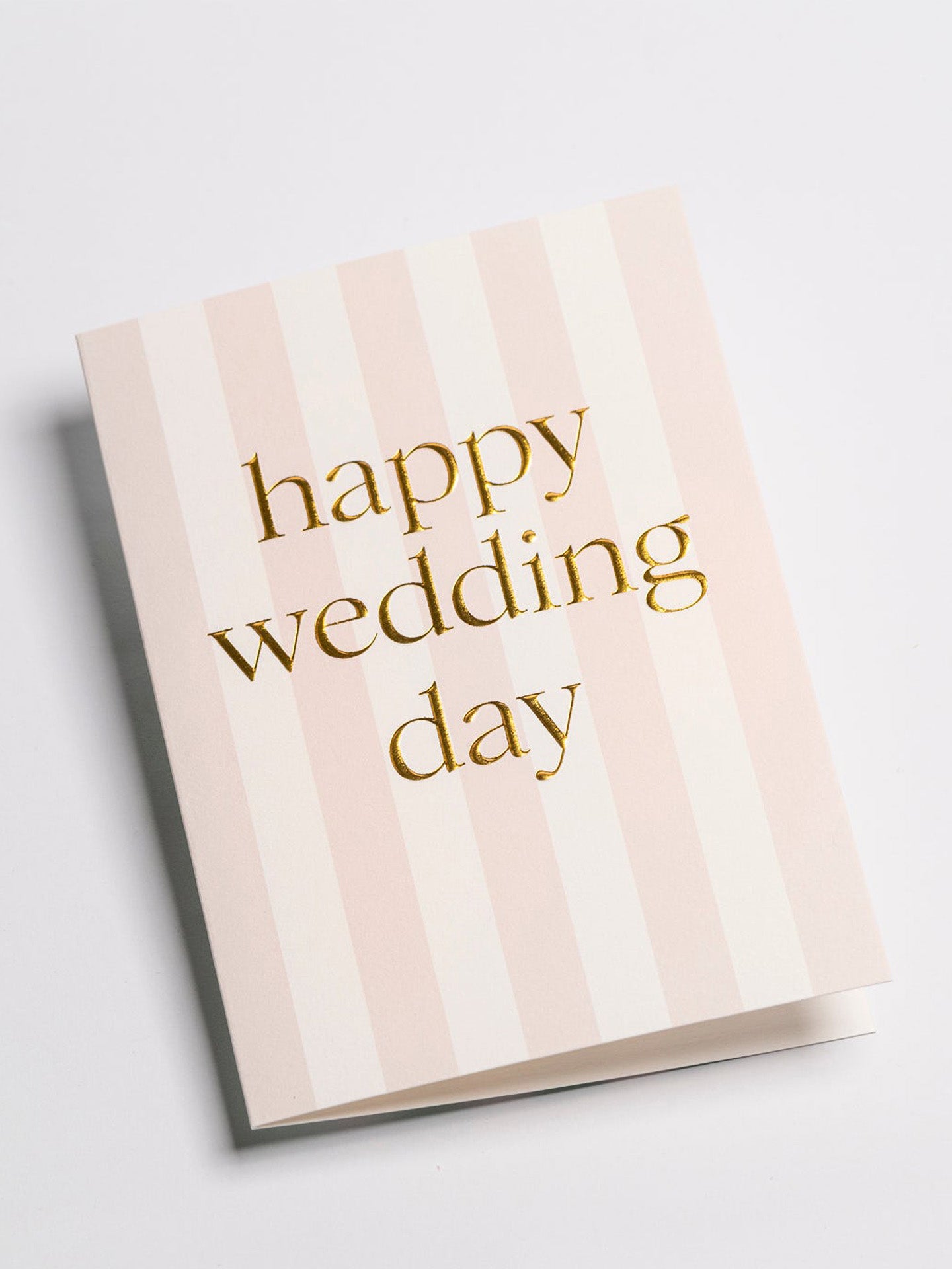 Happy Wedding Day Pastel Pink Stripes Wedding Card by Parasol