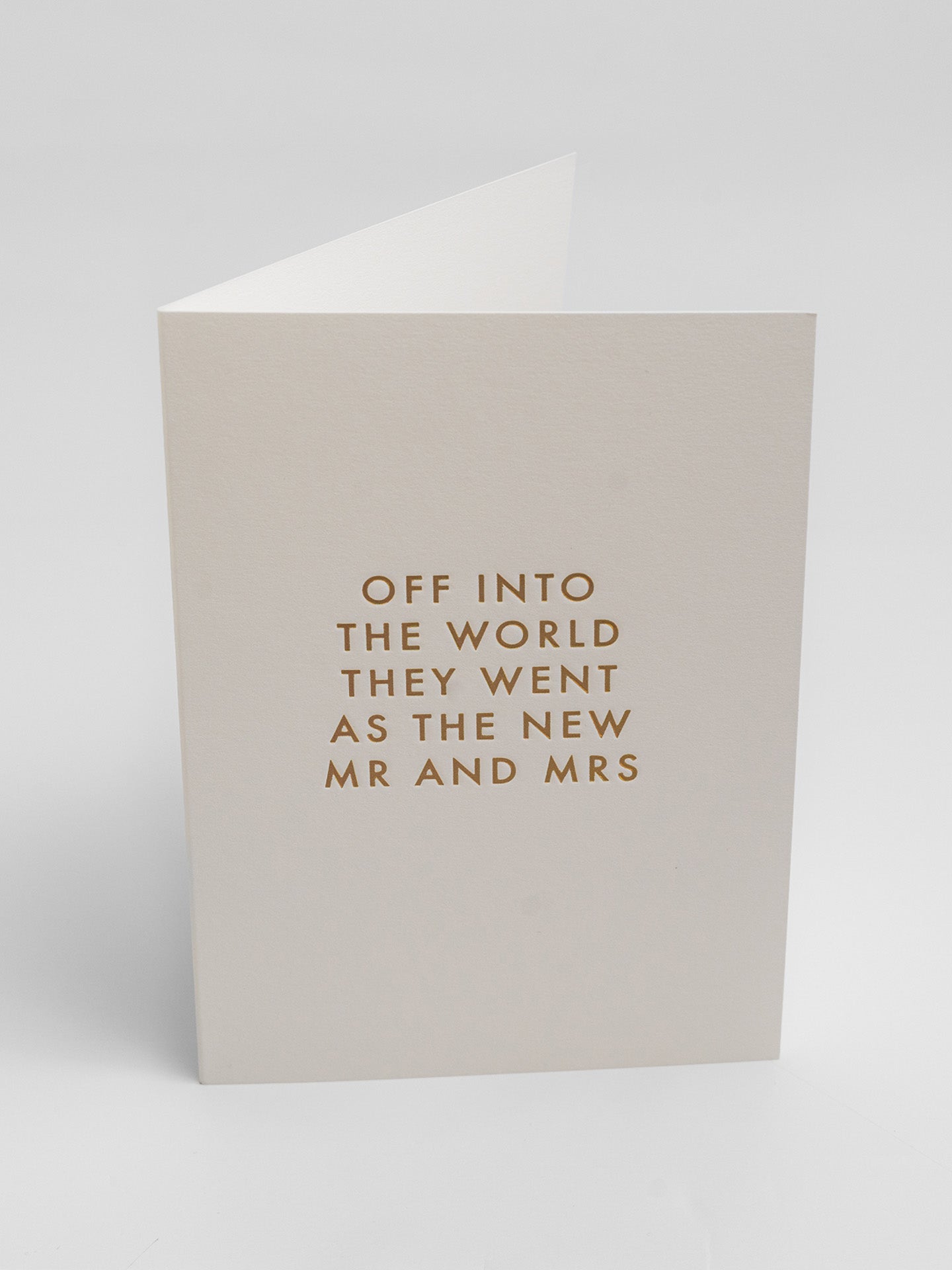 Off into the World They Went As the New Mr and Mrs Wedding Card by Postco