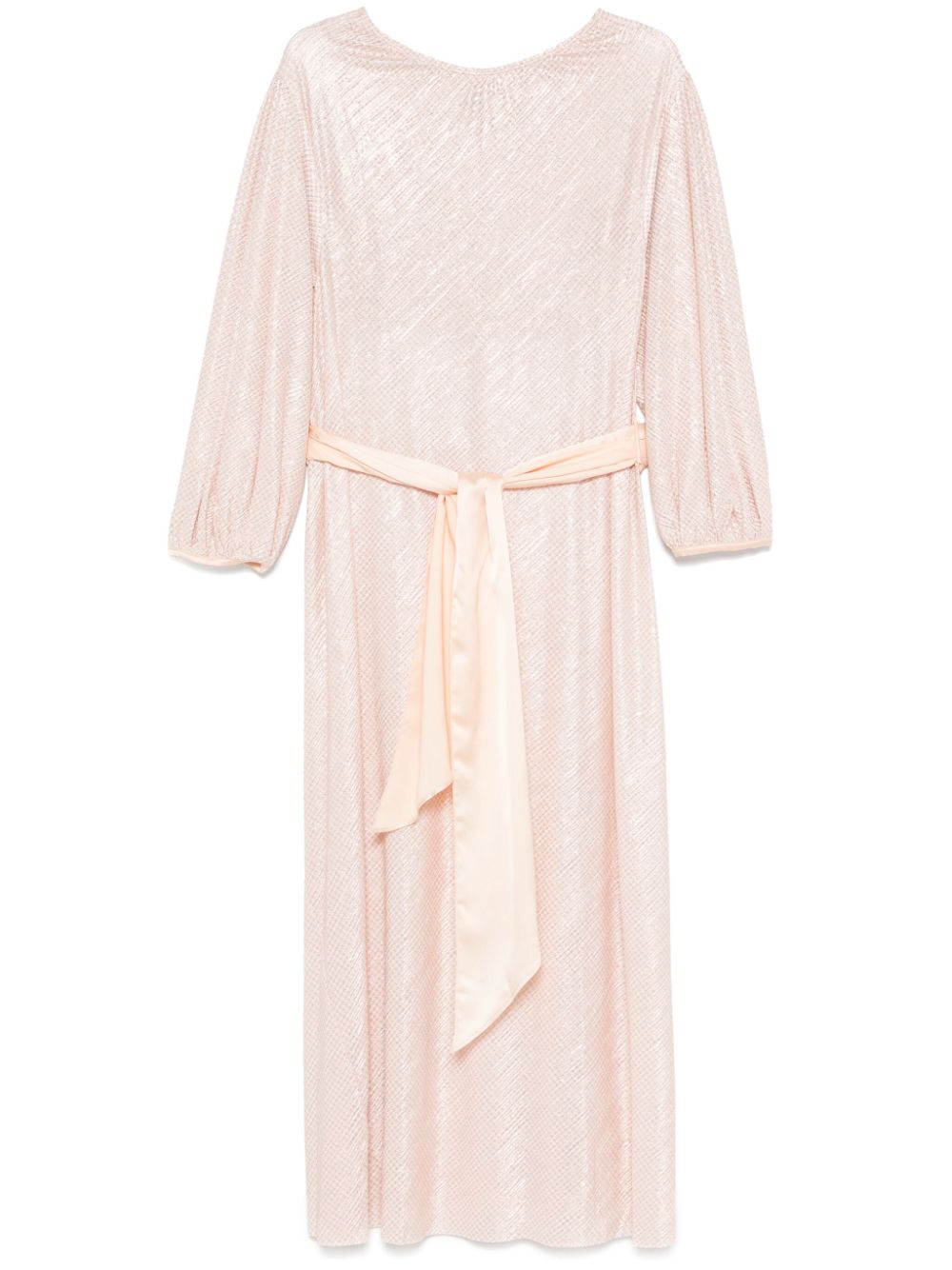 Lam' pied de poule long sleeves dress, rose