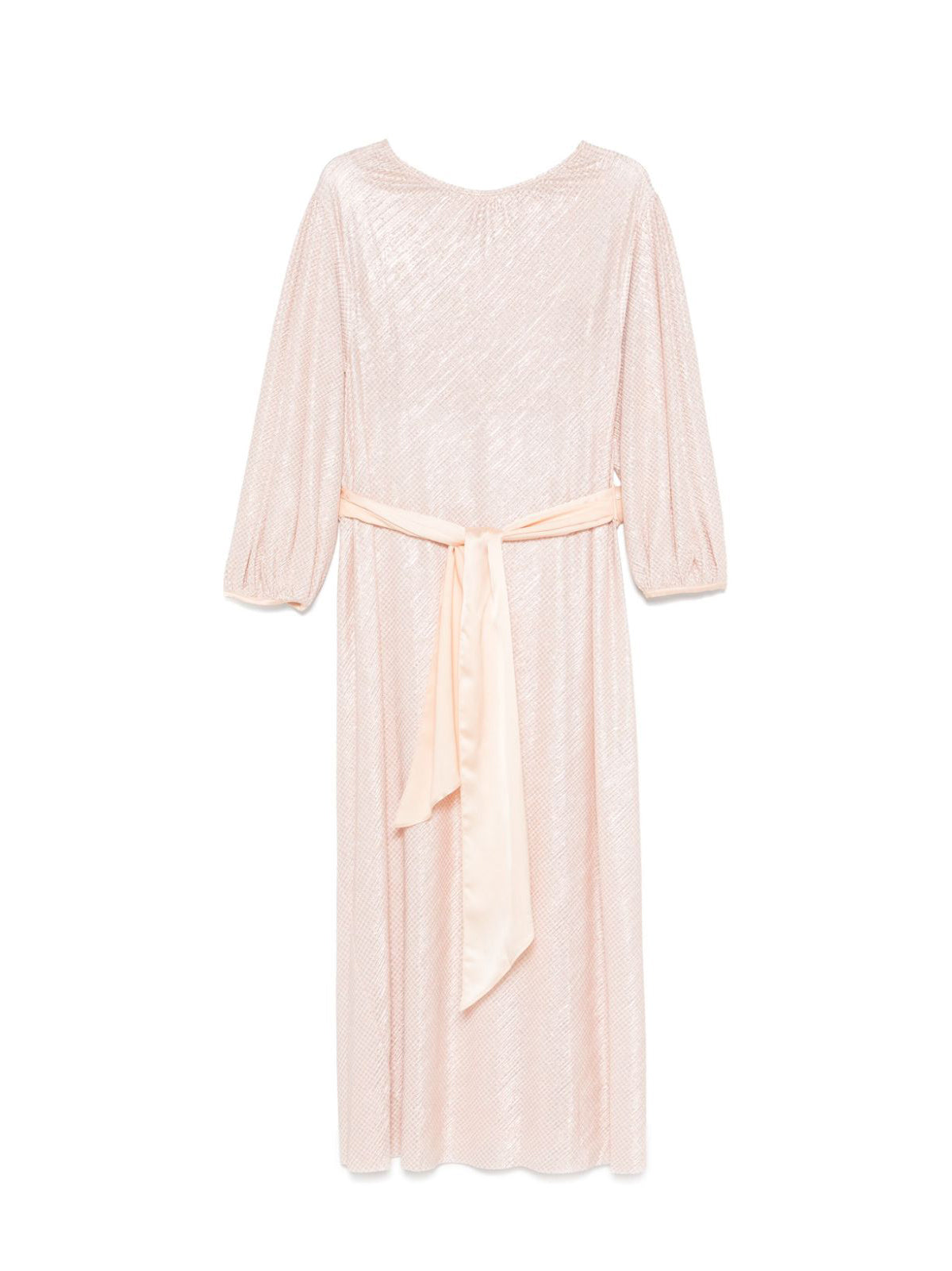 Lam' pied de poule long sleeves dress, rose