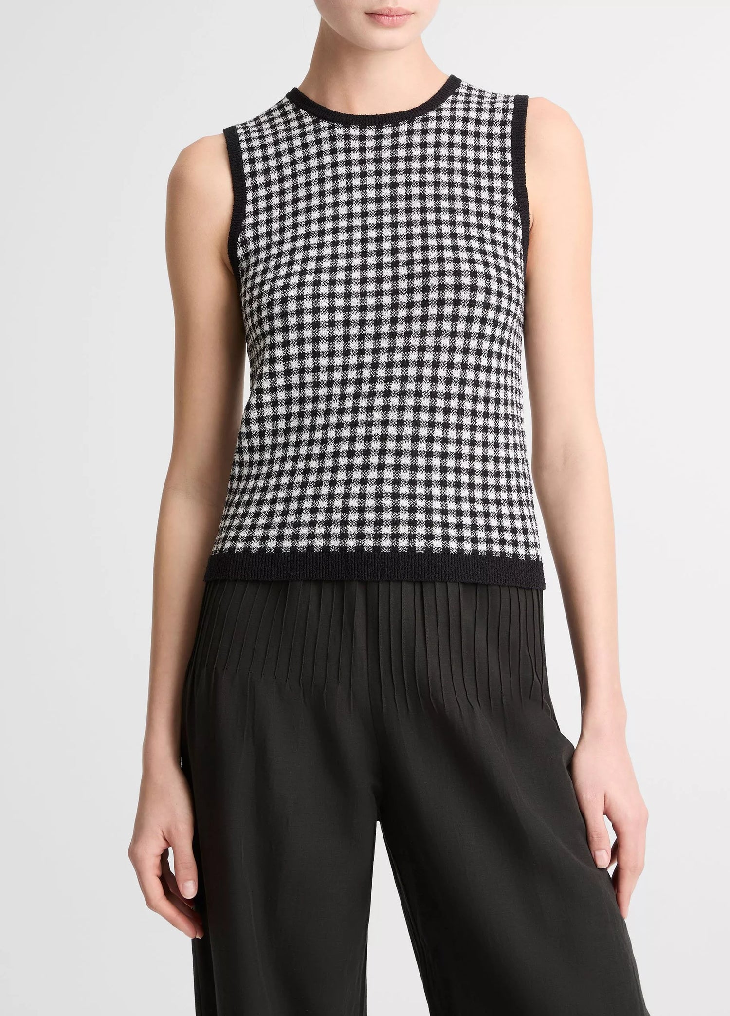 Gingham tank, black/white