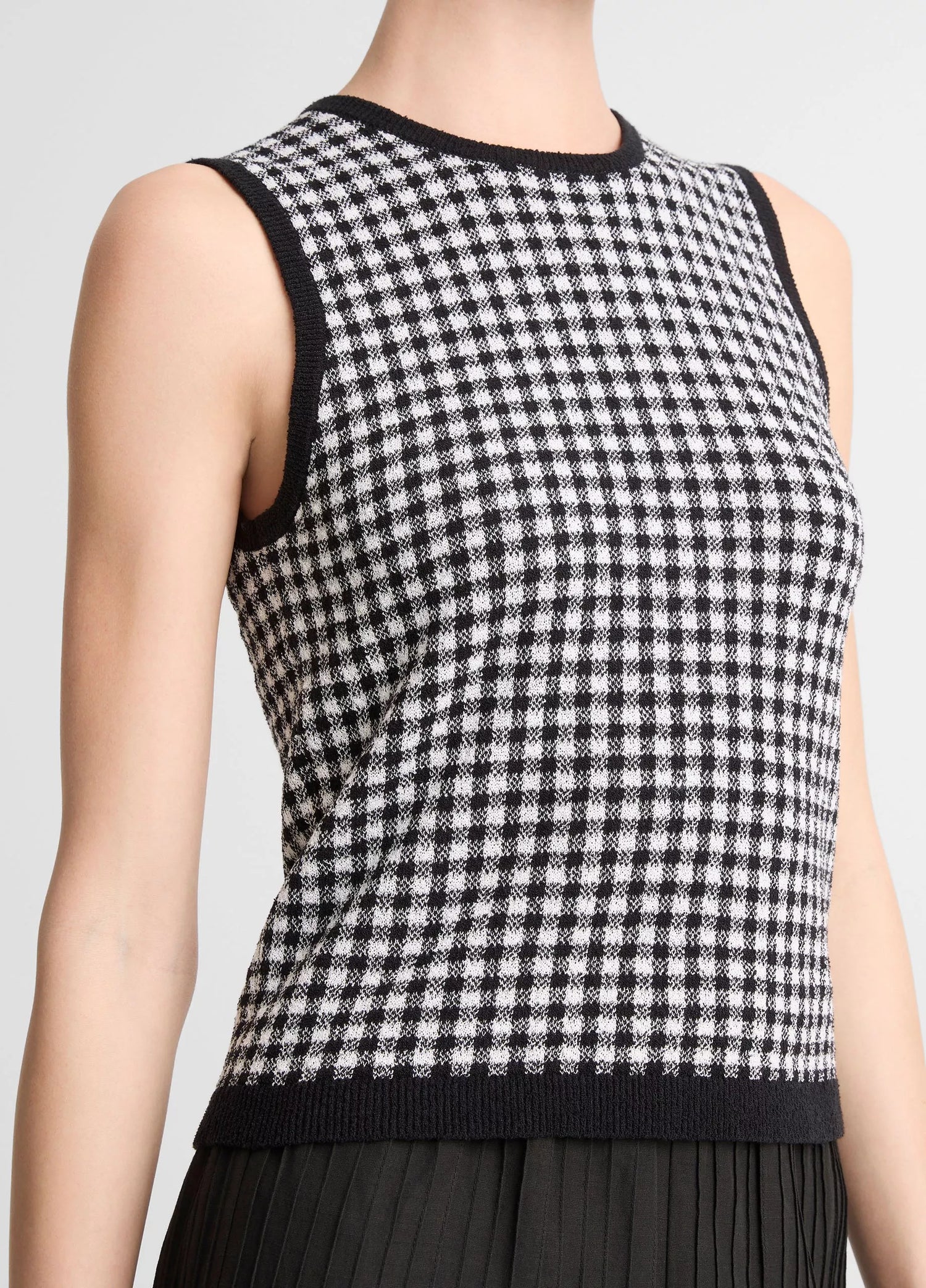 Gingham tank, black/white