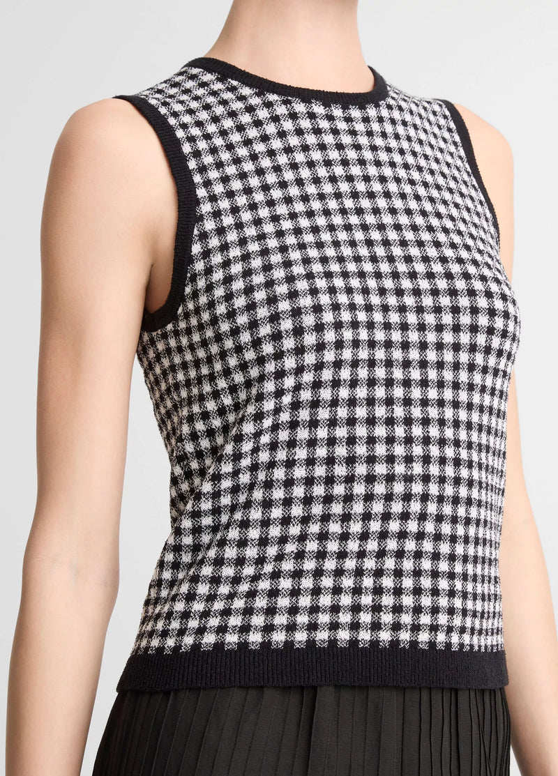 Gingham tank, black/white