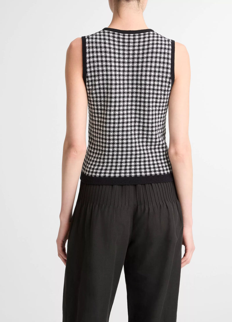 Gingham tank, black/white