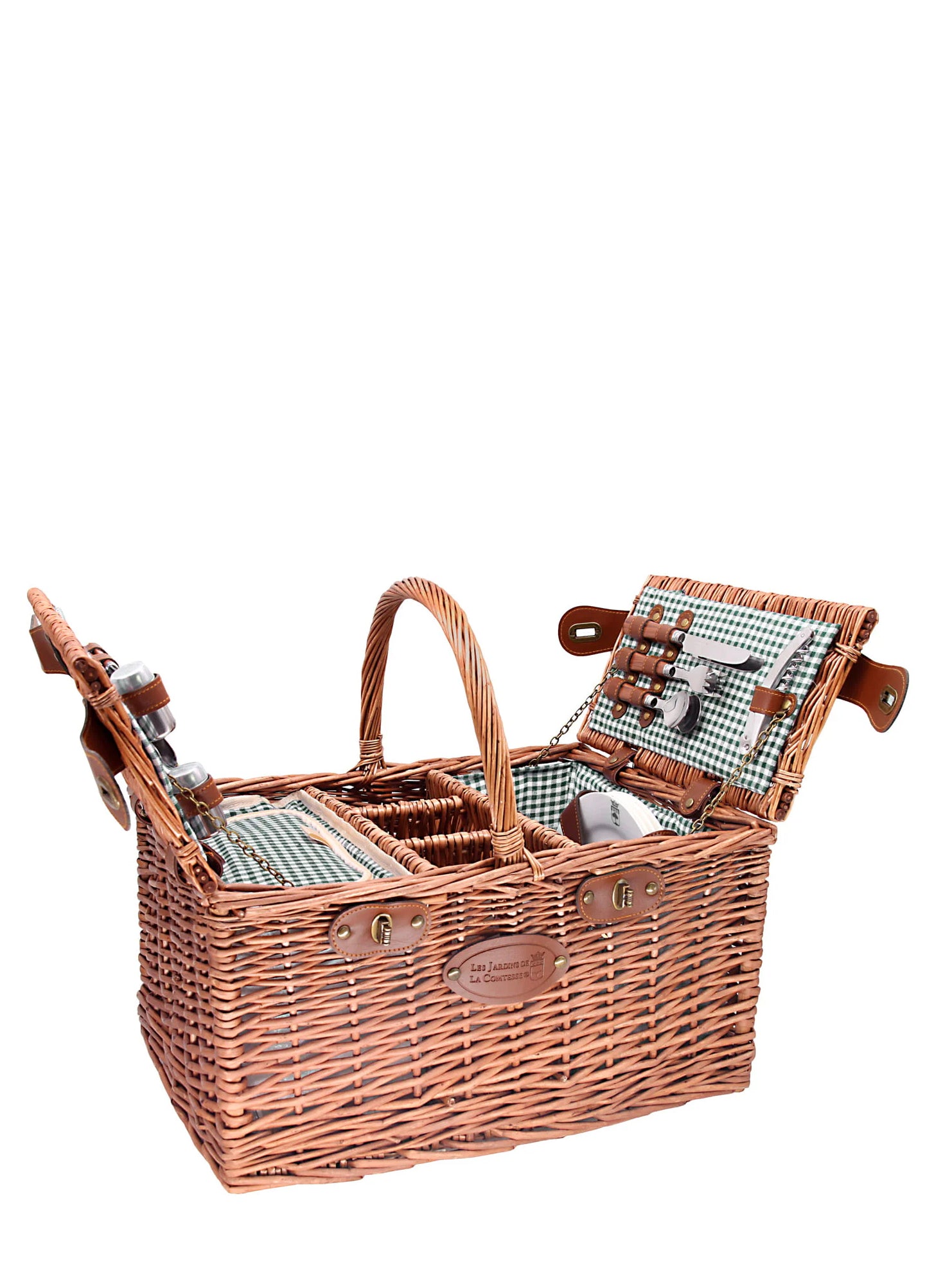 Picnic basket with cutlery and plates