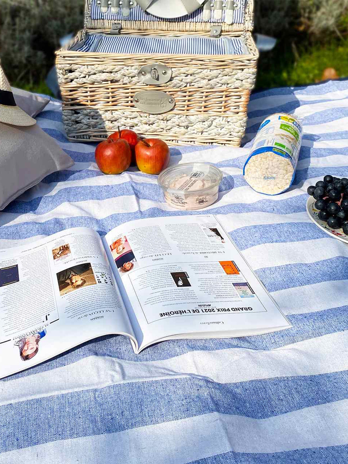 Picnic blanket XL, sky blue stripes