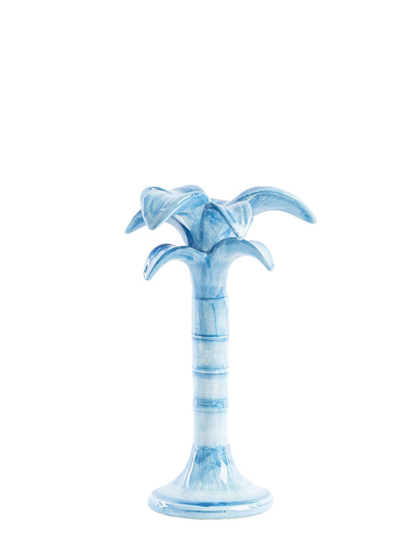 Blue Palm Candleholder, Medium