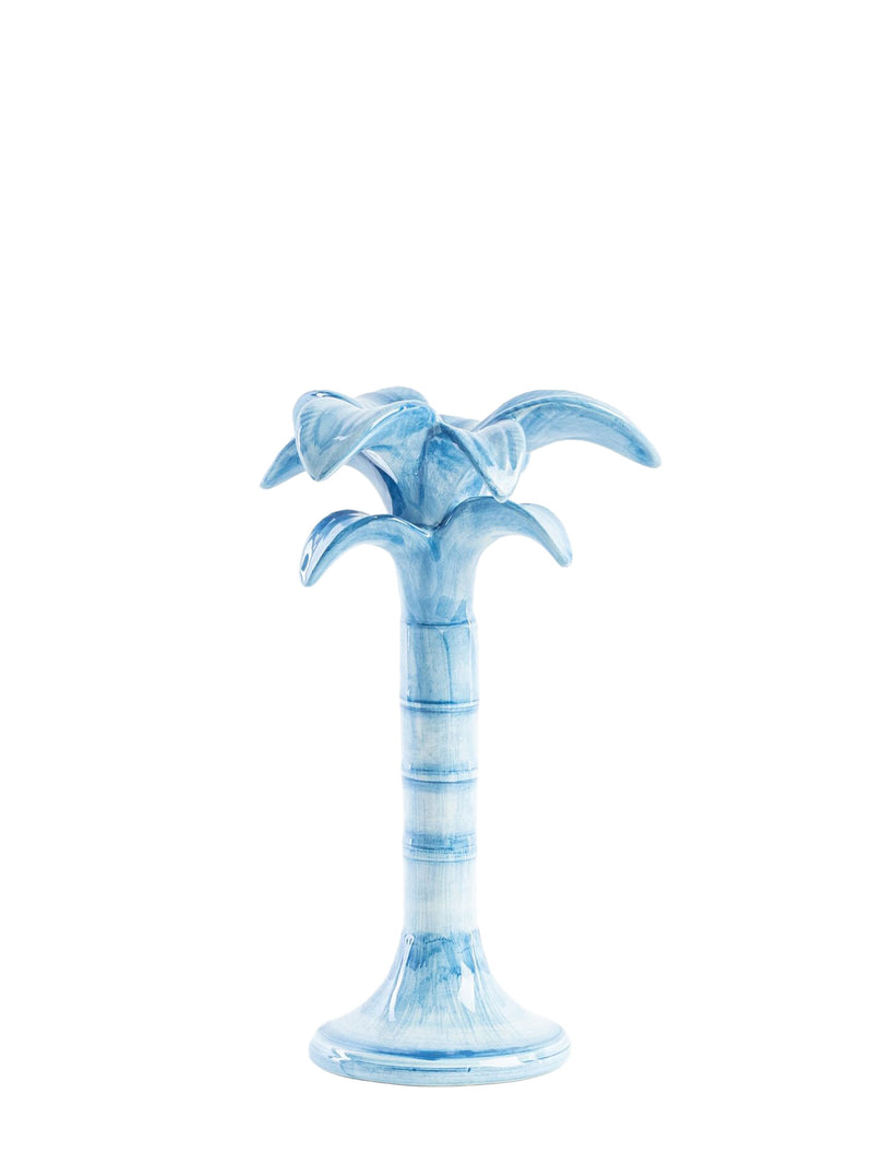 Blue Palm Candleholder, Medium