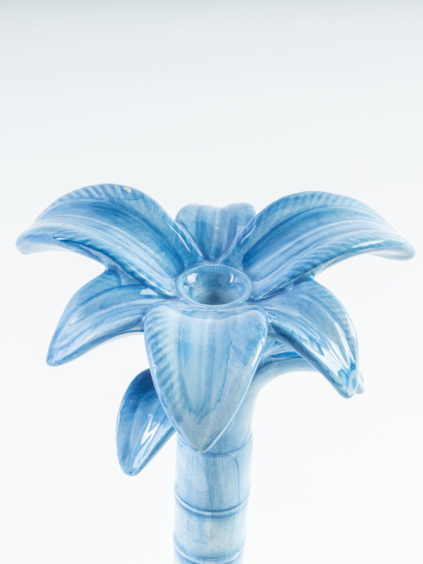 Blue Palm Candleholder, Medium