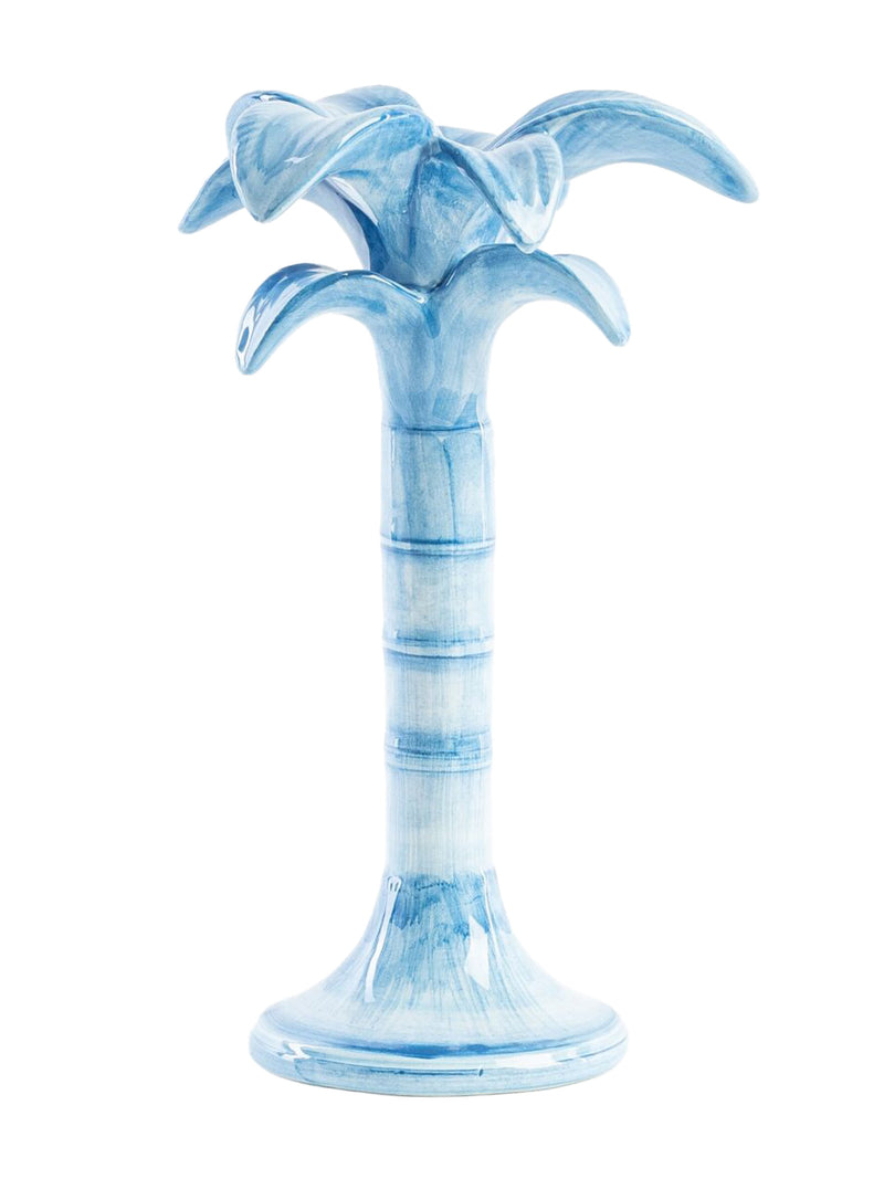 Blue Palm Candleholder, Medium