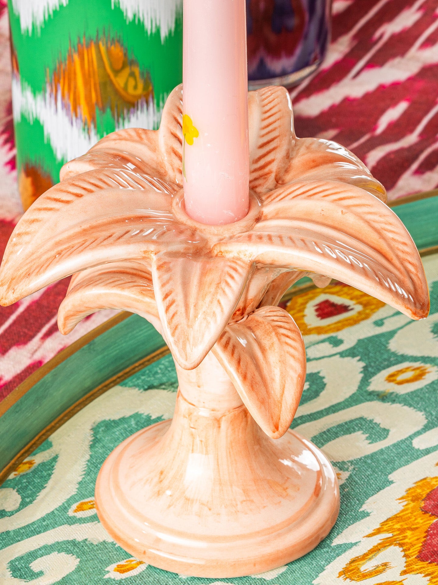 Pink Palm Candleholder, Small