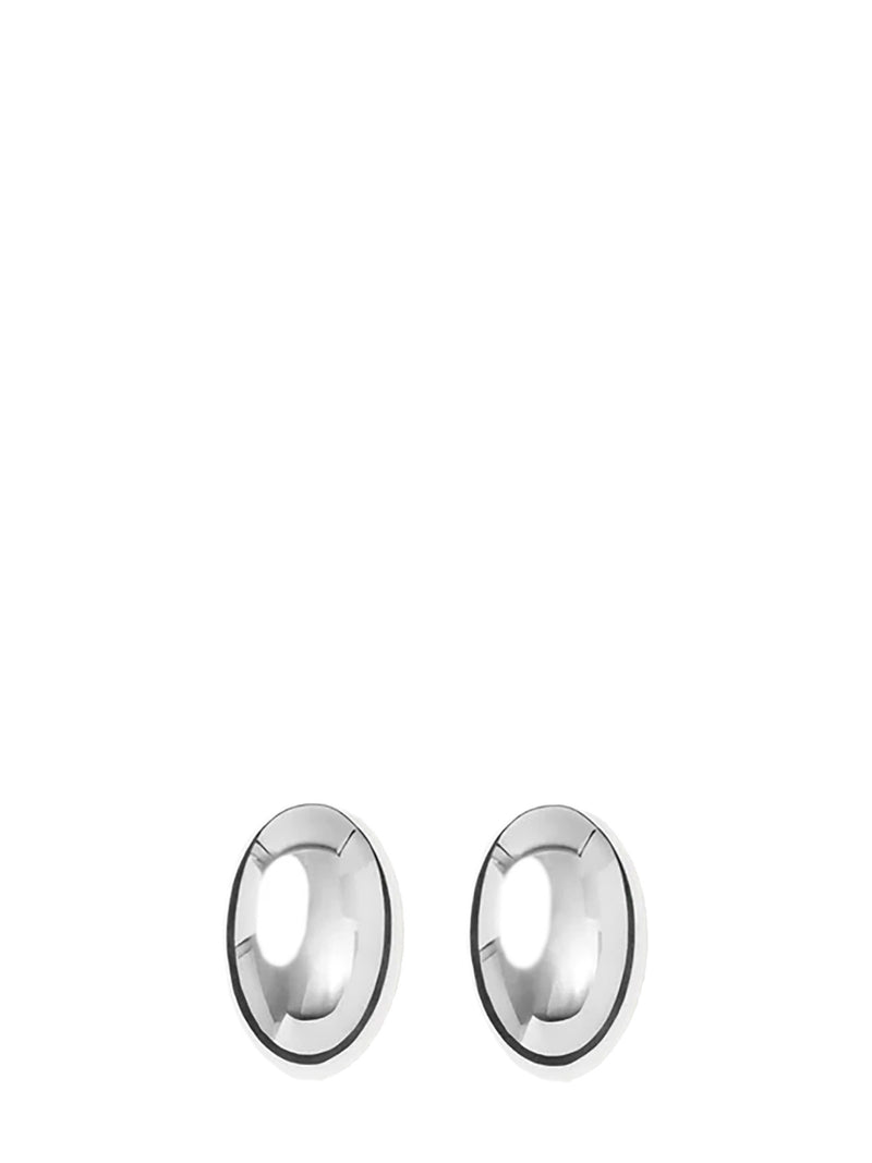 Oval earring pair in shiny silver