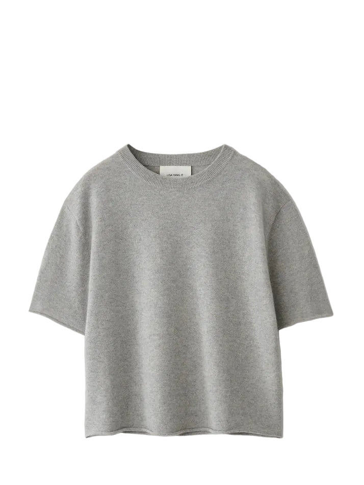 Gray short sleeved knitted sweater 