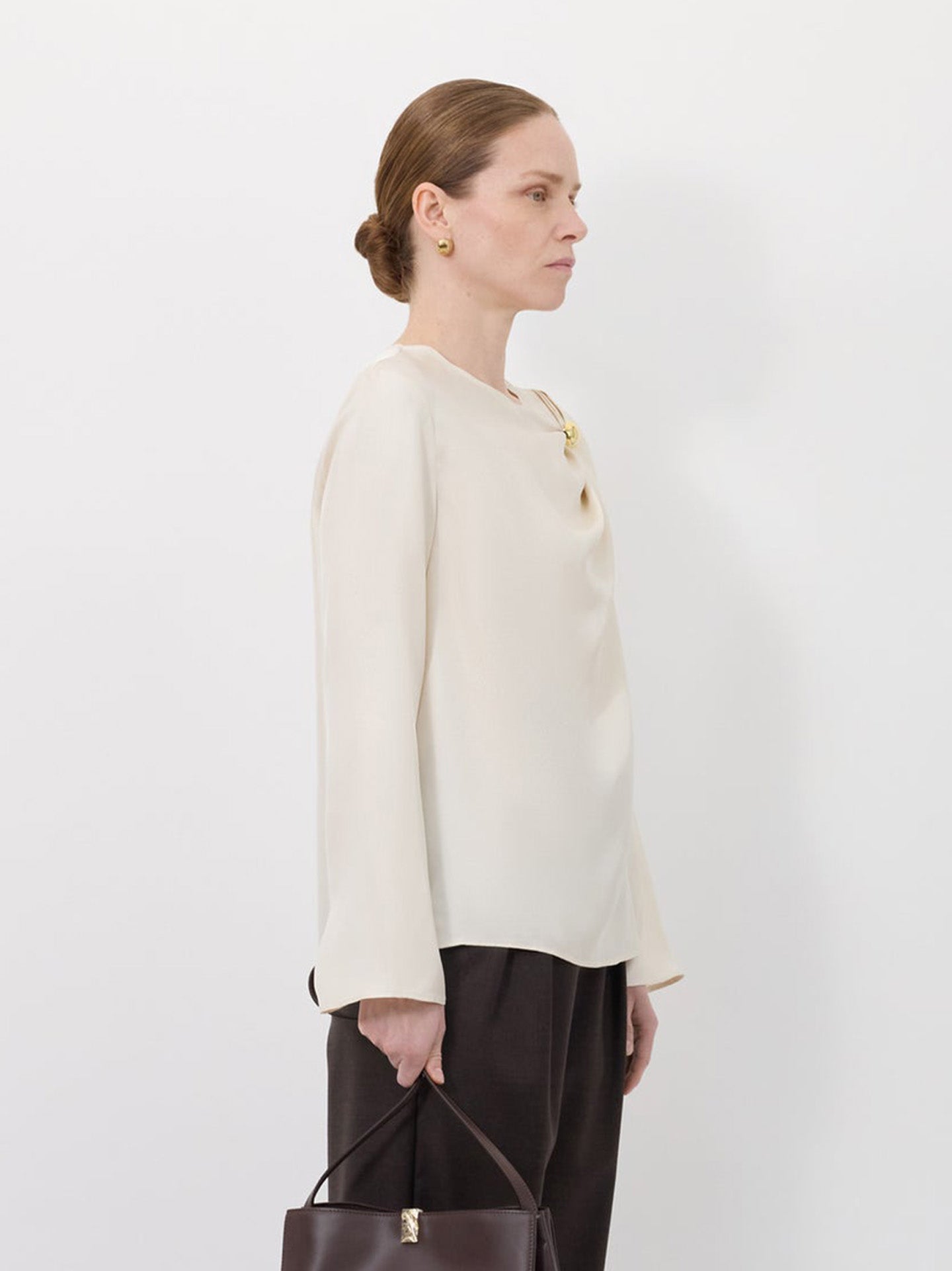 Azae draped blouse, Ivory