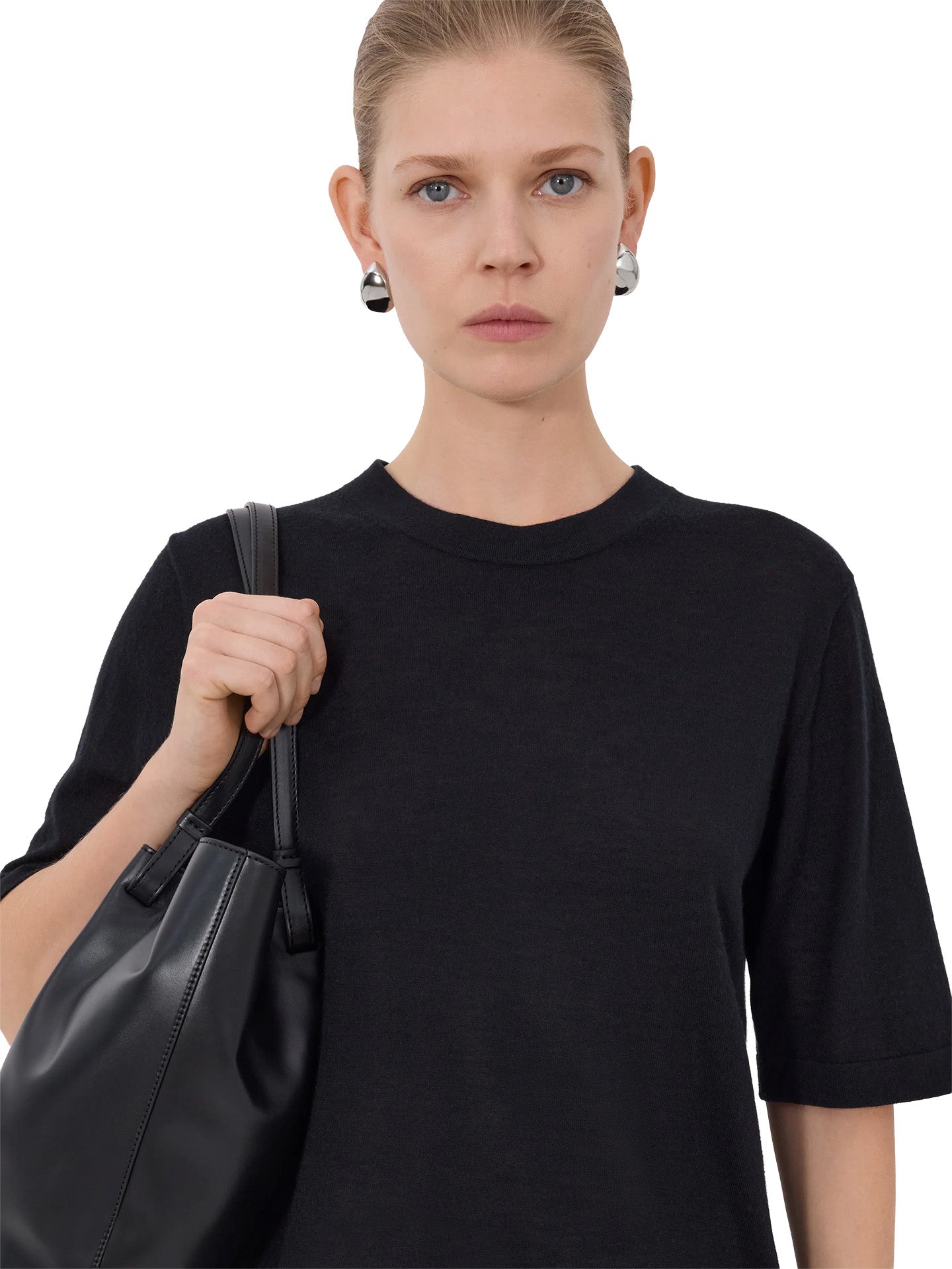 Nala fine short-sleeve-top, black