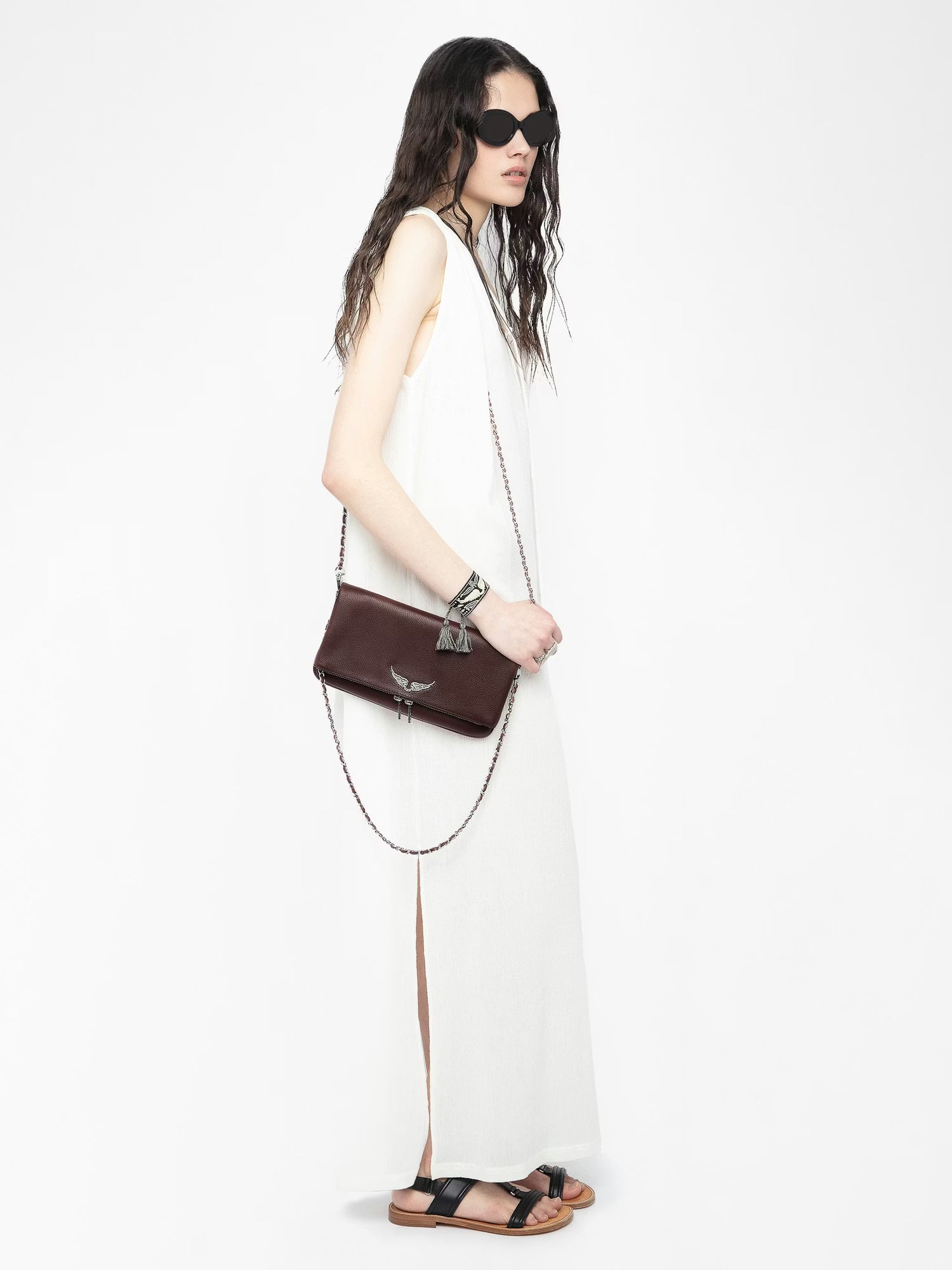 Rock grained leather, dark red