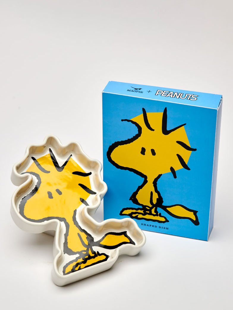 Woodstock shaped ceramic shaped dish/tray comes in a cute box.