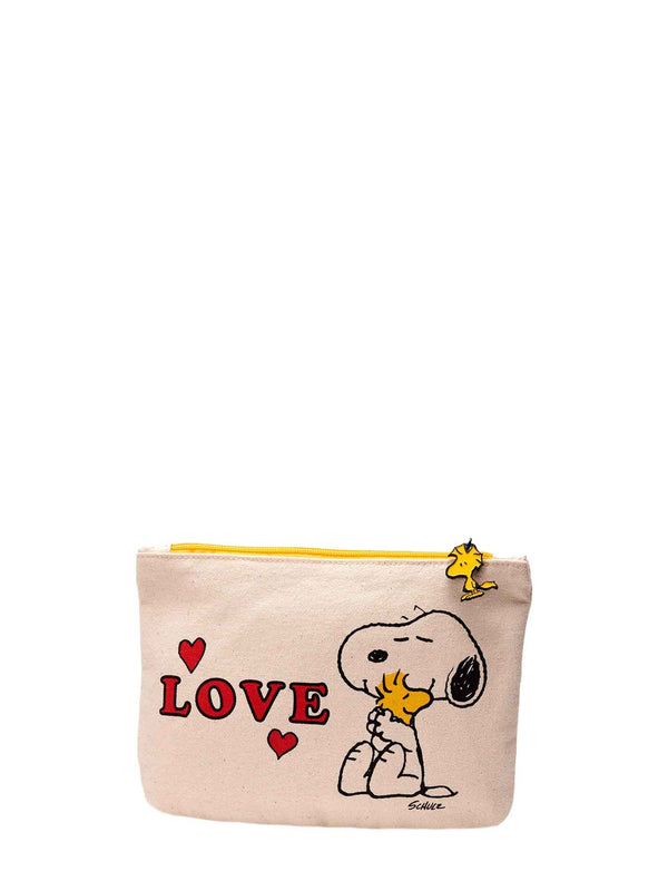 Love Peanuts cotton pouch with Woodstock zipper