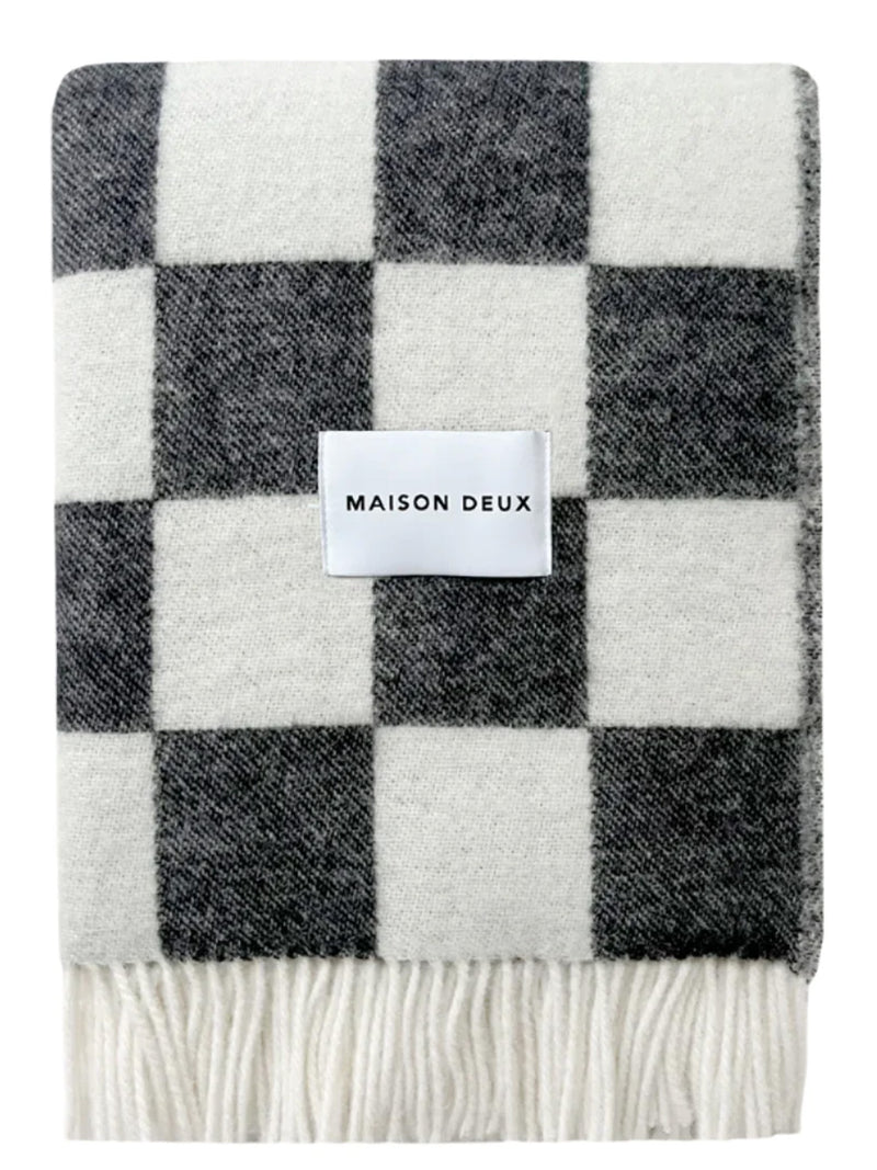 Checkerboard blanket, black-white