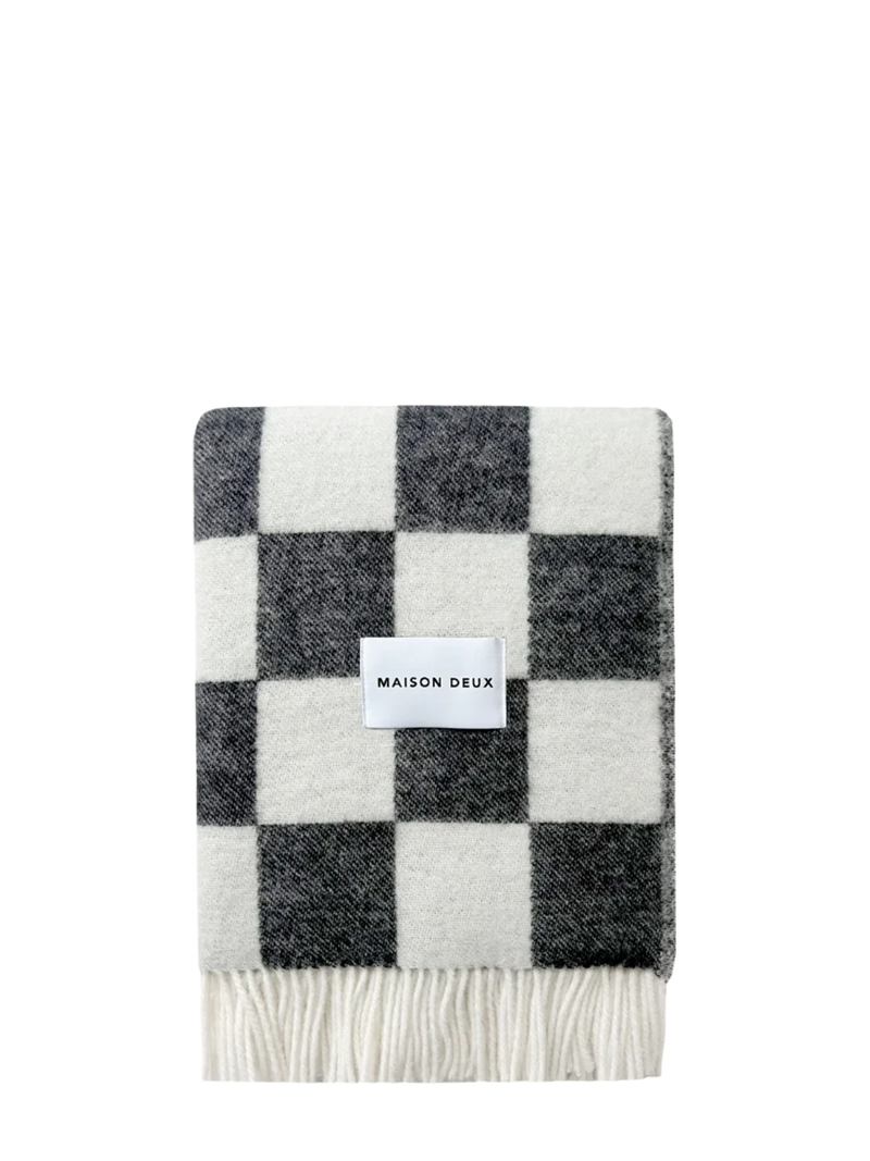 Checkerboard blanket, black-white