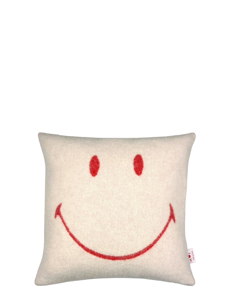 Smiley® Sha(RED) x Maison Deux wool cushion, offwhite-red