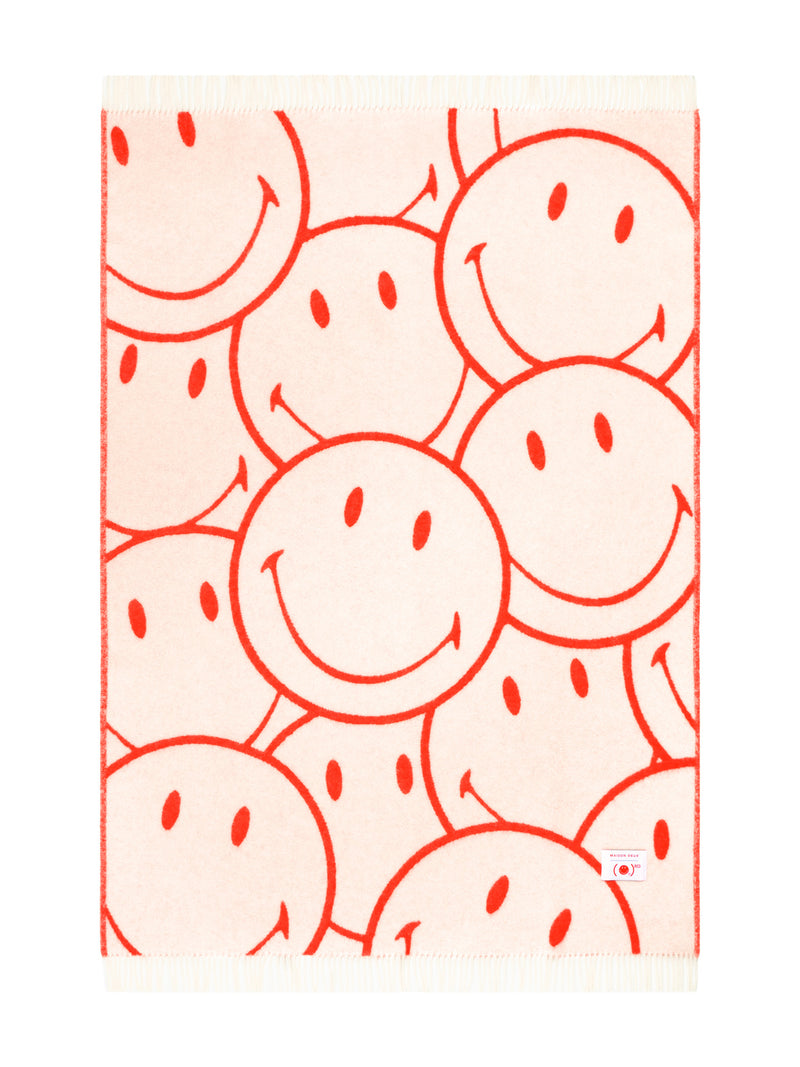 Smiley®® Sha(RED) x Maison Deux wool blanket, offwhite-red