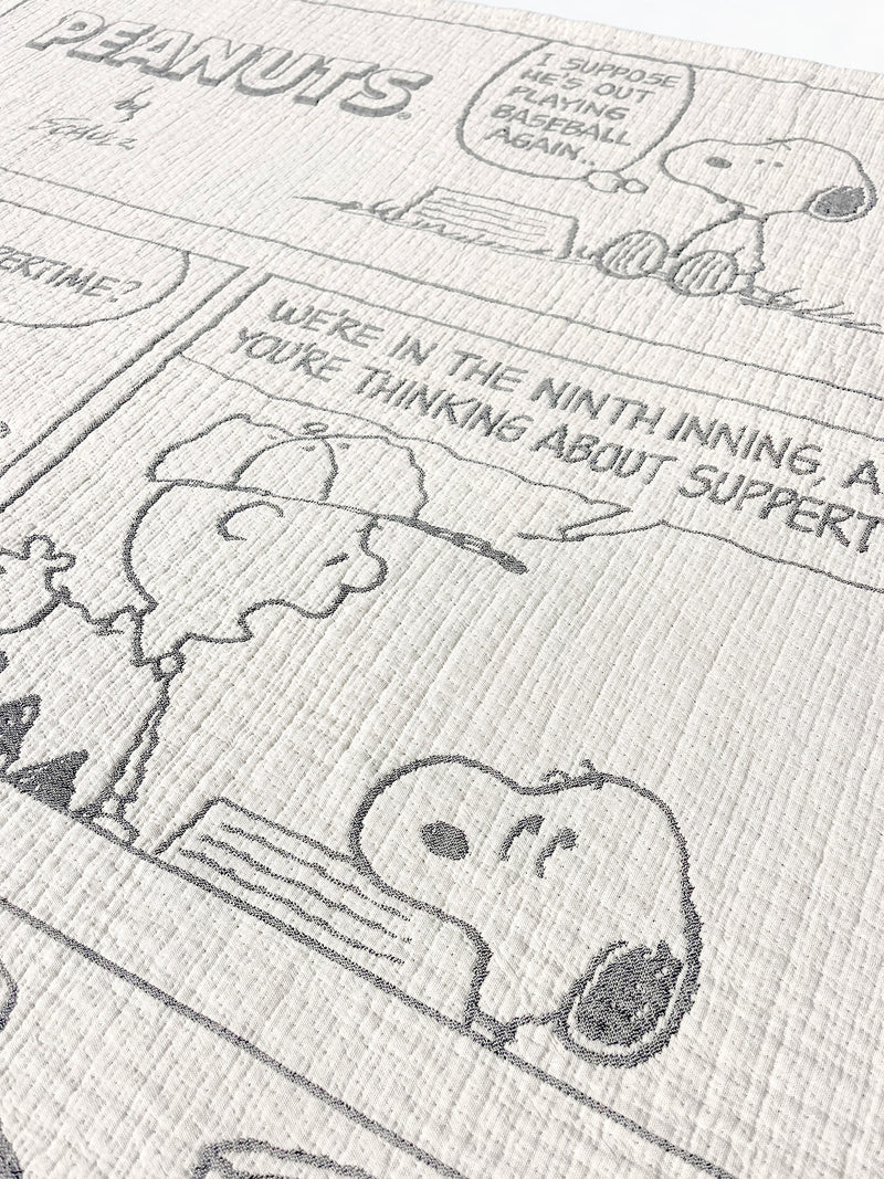Baseball Peanuts comics cotton blanket, offwhite (130 x 200 cm)