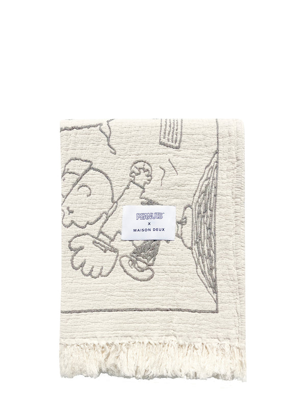 Baseball Peanuts comics cotton blanket, offwhite (130 x 200 cm)